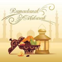 Ramadã cesta e Ramadã Comida para Ramadã Mubarak vetor