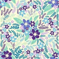 fantasia desatado floral padronizar com azul, azul, tsman, lavanda flores e folhas. elegante modelo para moda vetor