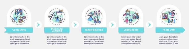 modelo de infográfico de vetor de atividades ao ar livre para a família