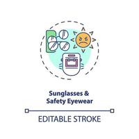 ícone do conceito de óculos de sol e óculos de segurança