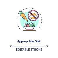 ícone de conceito de dieta apropriada
