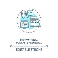 ícone do conceito de blogs e podcasts motivacionais vetor