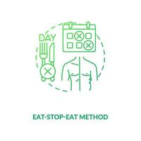método comer-parar-comer ícone de conceito verde escuro