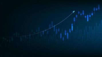 financeiro o negócio Estatisticas com Barra gráfico e castiçal gráfico mostrar estoque mercado preço e eficaz ganho em Sombrio azul fundo vetor