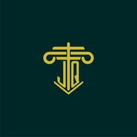 jq inicial monograma logotipo Projeto para lei empresa com pilar vetor imagem
