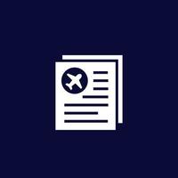 ícone de documentos de voo para web vetor