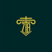 zb inicial monograma logotipo Projeto para lei empresa com pilar vetor imagem
