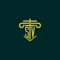 sv inicial monograma logotipo Projeto para lei empresa com pilar vetor imagem