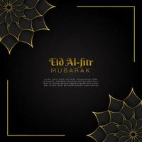luxuoso cumprimento cartão feliz eid al-fitr. islâmico luxo fundo Projeto com luxuoso Preto e ouro flor quadros vetor