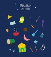 Ramadhan conjunto coleção, Ramadhan kareem temporada, islâmico mês e eid - fitr fofa conjunto ilustração vetor