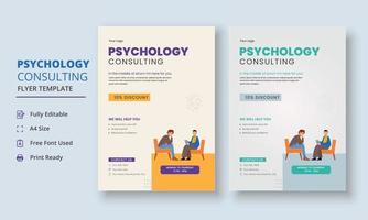 psicologia aconselhamento folheto, psicologia terapia folheto, mental saúde consciência folheto modelo vetor