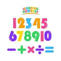 aprendizagem de números definidos para crianças ilustração de design de modelo vetorial vetor