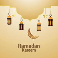 design criativo de feliz ramadã ou eid mubarak com lâmpada plana vetor