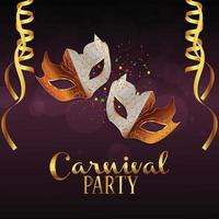 fundo de festa de celebração de carnaval com máscara criativa em fundo roxo vetor