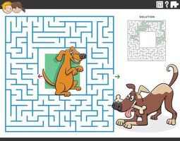 Labirinto jogos com desenho animado cachorros animal personagens vetor