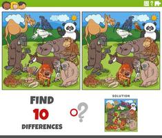 diferenças jogos com desenho animado selvagem animais personagens vetor