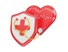vermelho coração com pulso linha com diagnóstico ícone com 3d vetor ícone ilustração transparente elemento
