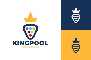 etiqueta do logotipo colorido da sala de sinuca com bolas e coroa amarela