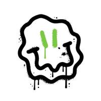 retro distorcido Derretendo emoji impressão dentro urbano grafite estilo para homem mulher ou crianças gráfico tee t camisa. ano 2000 gringe texturizado vetor ilustração.