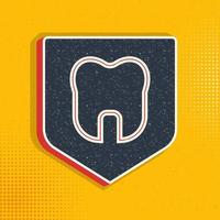 dental, seguro, escudo, dente pop arte, retro ícone. vetor ilustração do pop arte estilo em retro fundo