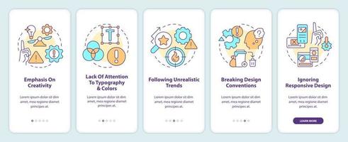 rede desenhador erros onboarding Móvel aplicativo tela. do utilizador interface. passo a passo 5 passos editável gráfico instruções com linear conceitos. interface do usuário, ux, gui modelo vetor