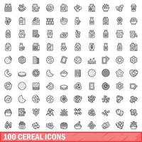 100 cereal ícones definir, esboço estilo vetor