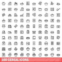 100 cereal ícones definir, esboço estilo vetor