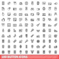 100 botão ícones definir, esboço estilo vetor