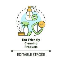 ecológico limpeza produtos conceito ícone. de Meio Ambiente família detergente abstrato idéia fino linha ilustração. isolado esboço desenho. editável acidente vascular encefálico vetor