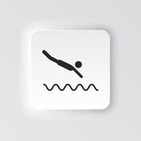 retângulo botão ícone natação pular. botão bandeira retângulo crachá interface para inscrição ilustração em neomórfico estilo em branco fundo vetor