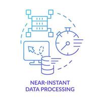 perto instante dados em processamento azul gradiente conceito ícone. Beira Informática. rápido servidor resposta abstrato idéia fino linha ilustração. isolado esboço desenhando vetor