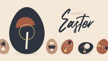 cartão de Páscoa festivo com padrão de decoração de ovos sobre fundo claro. vetor cartão boho
