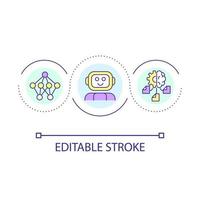 artificial inteligência integração ciclo conceito ícone. máquina aprendizado. robotizado serviço abstrato idéia fino linha ilustração. isolado esboço desenho. editável acidente vascular encefálico vetor