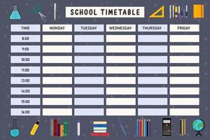 calendário de educação escolar com elementos escolares