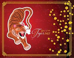 feliz ano novo chinês 2022 - ano do tigre. modelo de design do banner do ano novo lunar. vetor