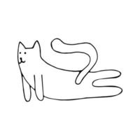 adorável mão desenhado gato sentado dentro ioga pose. isolado em branco fundo desenhando para têxtil impressões, criança poster, fofa papelaria. vetor