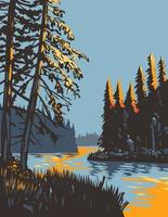 lago waskesiu Principe Albert nacional parque dentro Saskatchewan Canadá wpa poster arte vetor