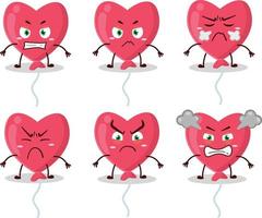 vermelho amor balão desenho animado personagem com vários Bravo expressões vetor