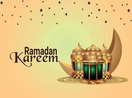Fundo de celebração do Ramadã Kareem com lanterna islâmica e lua vetor