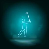 homem, golfe, jogando azul néon vetor ícone. simples elemento ilustração a partir de mapa e navegação conceito. homem, golfe, jogando azul néon vetor ícone. real Estado conceito vetor ilustração.