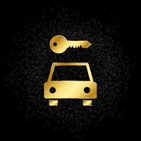 carro, chave ouro, ícone. vetor ilustração do dourado partícula em ouro vetor fundo