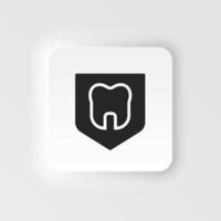 dental, seguro, escudo, dente ícone - vetor. seguro neumorfo estilo vetor ícone. em branco fundo