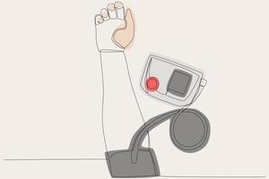 uma cor ilustração do uma mão e sangue pressão metro vetor