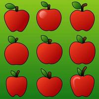 maçãs ícone definir. vetor ilustração do maçã para fruta e Comida Projeto. vermelho maçã ícone para Projeto sobre vegetariano, vegano, saudável, dieta, nutrição, e tropical. fresco fruta para saudável estilo de vida