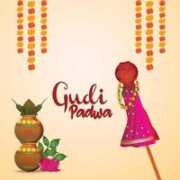 feliz gudi padwa celebração fundo vetor