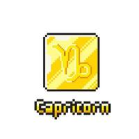 Capricórnio dourado símbolo dentro pixel arte estilo vetor