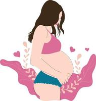 grávida mulheres floral ilustração em forma para mães dia vetor