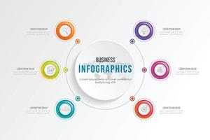 círculo infográfico de negócios forma seis opção, processo ou etapa para apresentação. pode ser usado para apresentações, layout de fluxo de trabalho, banners e web design. conceito de negócio com 6 opções, etapas, peças. vetor