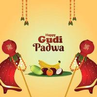 fundo de celebração de gudi padwa realista vetor