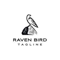 Raven pássaro logotipo lineart Projeto inspiração vetor